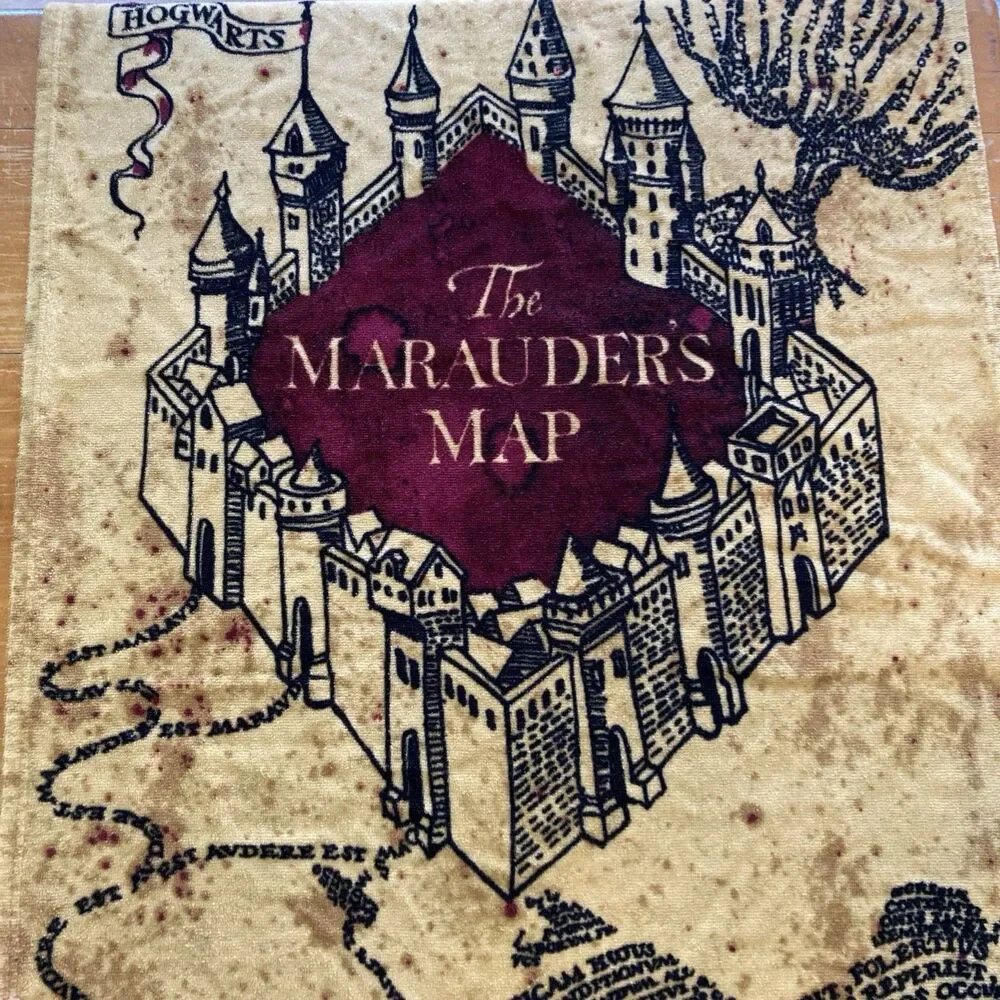 Harry Potter Marauder's Map Beach Towel Hogwarts Terry 58”x29” Cotton Blend
